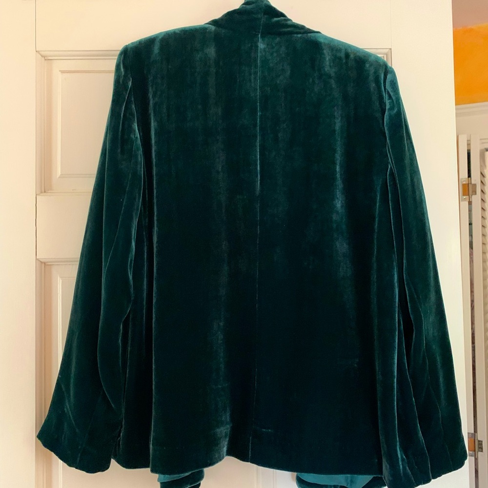 Eileen Fisher dark green velvet jacket